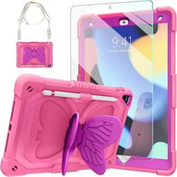 Ambison iPad 10.2 Case for Kids Girls, iPad 9th/8th/7th Generation Case with Tempered Glass Screen Protector&Shoulder Strap| Ambison Rugged Protective Cute Case for iPad 10.2 inch 2021/2020/2019